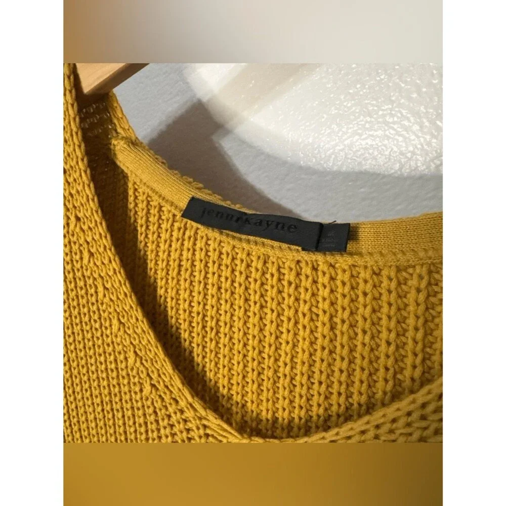 Jenni Kayne Cotton Cabin Knit Pullover Sweater Oversized Mustard Yellow